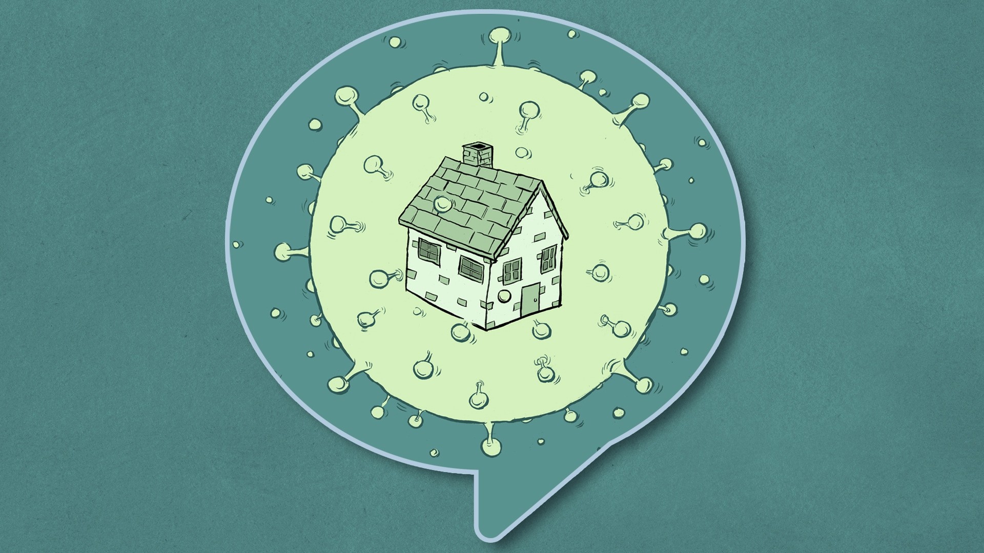 illustration of a house inside a virus