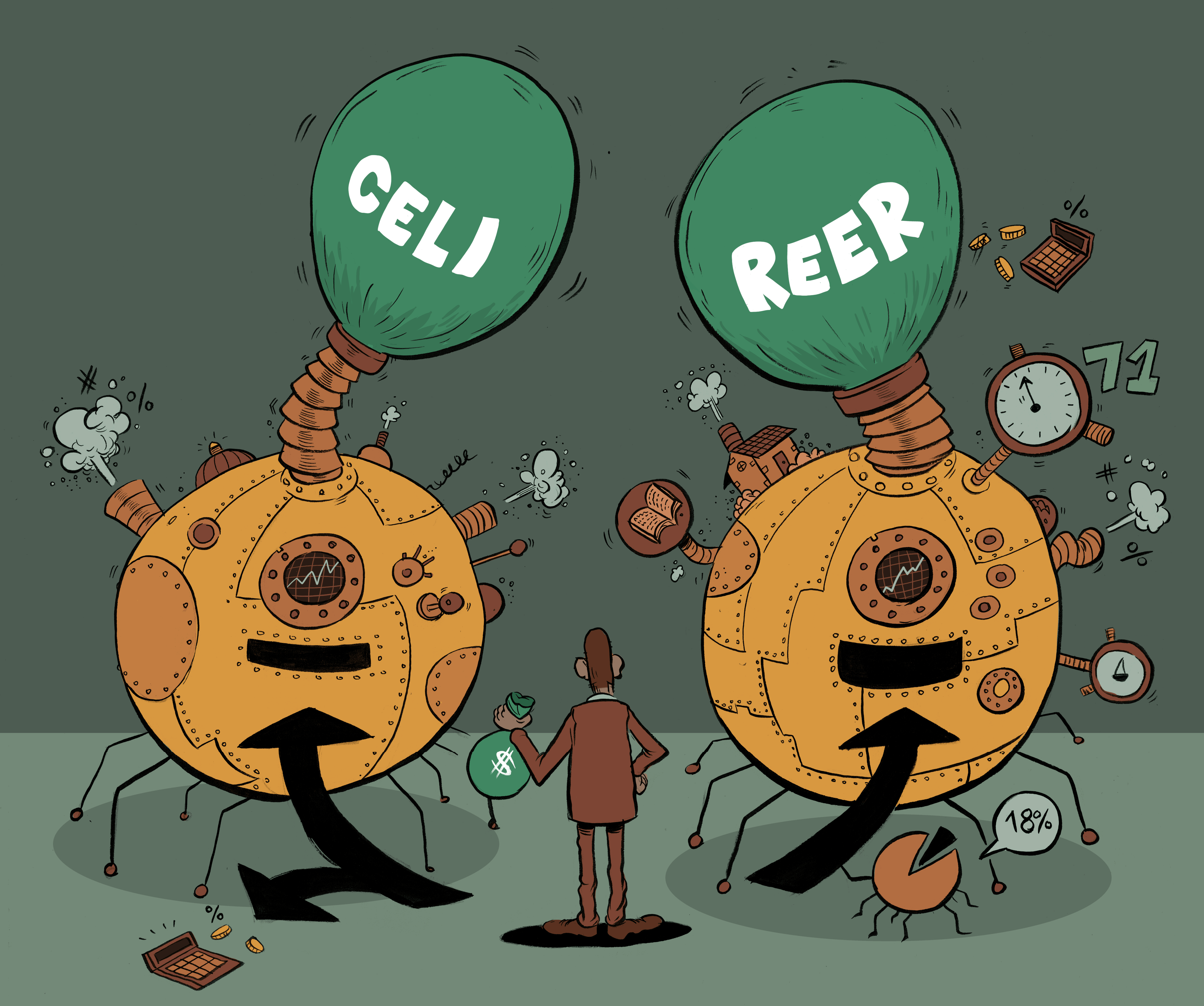 An illustration showing a person choosing between TFSA and RRSP as a way of growing his money.