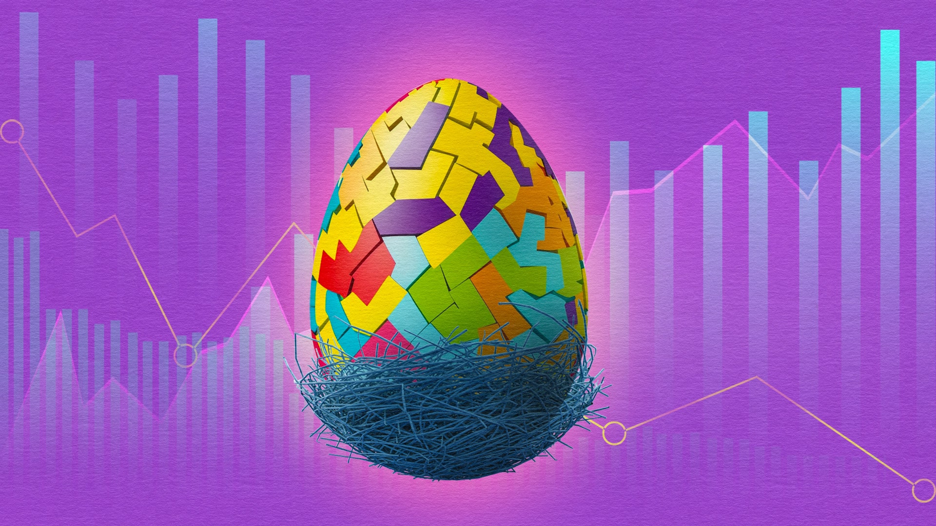 Illustration of a nest egg made up of a collection of complex interlocking pieces. Votre REER et vous : au-delà des notions de base
