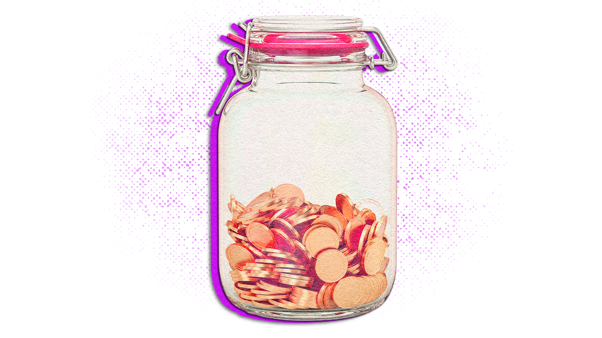 Graphic of a glass jar with gold coins inside.