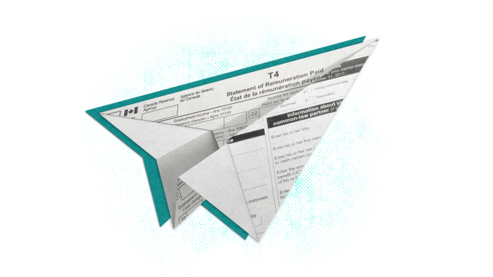 A paper plane made of a CRA tax form